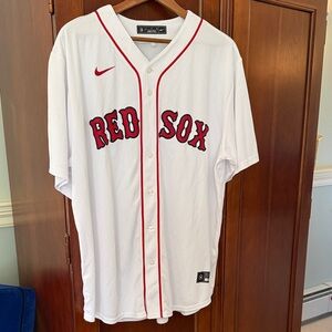 Nike White and Red Boston Red Sox Button-Front Jersey